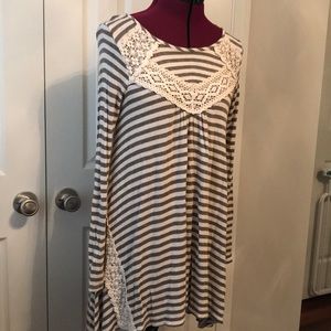 Altar’D State taupe and cream striped tunic/dress